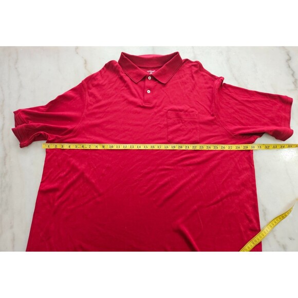 Roundtree & Yorke Men's Red Short Sleeve Collared Pocket Polo Shirt Size 3XT - Picture 3 of 8